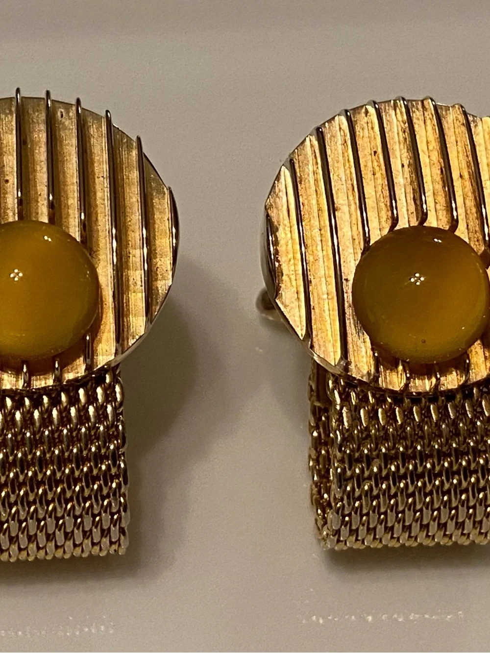 Gold-Tone Men's Cuff Links with Yellow Center